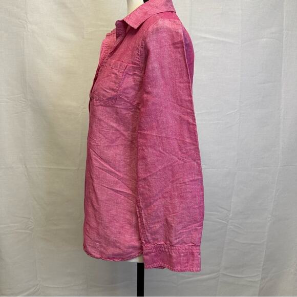 Talbots Pink Linen Blend Long Sleeve Button-Up Shirt - Petite Size - Picture 5 of 11